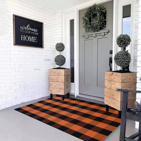 MUBIN alfombra colocada en entrada decorada realzando estética otoñal