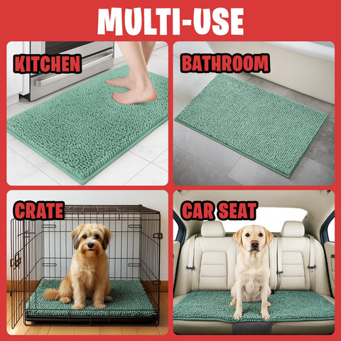 MUDGUARD MAT en entrada con perro secando patas y evitando barro interior