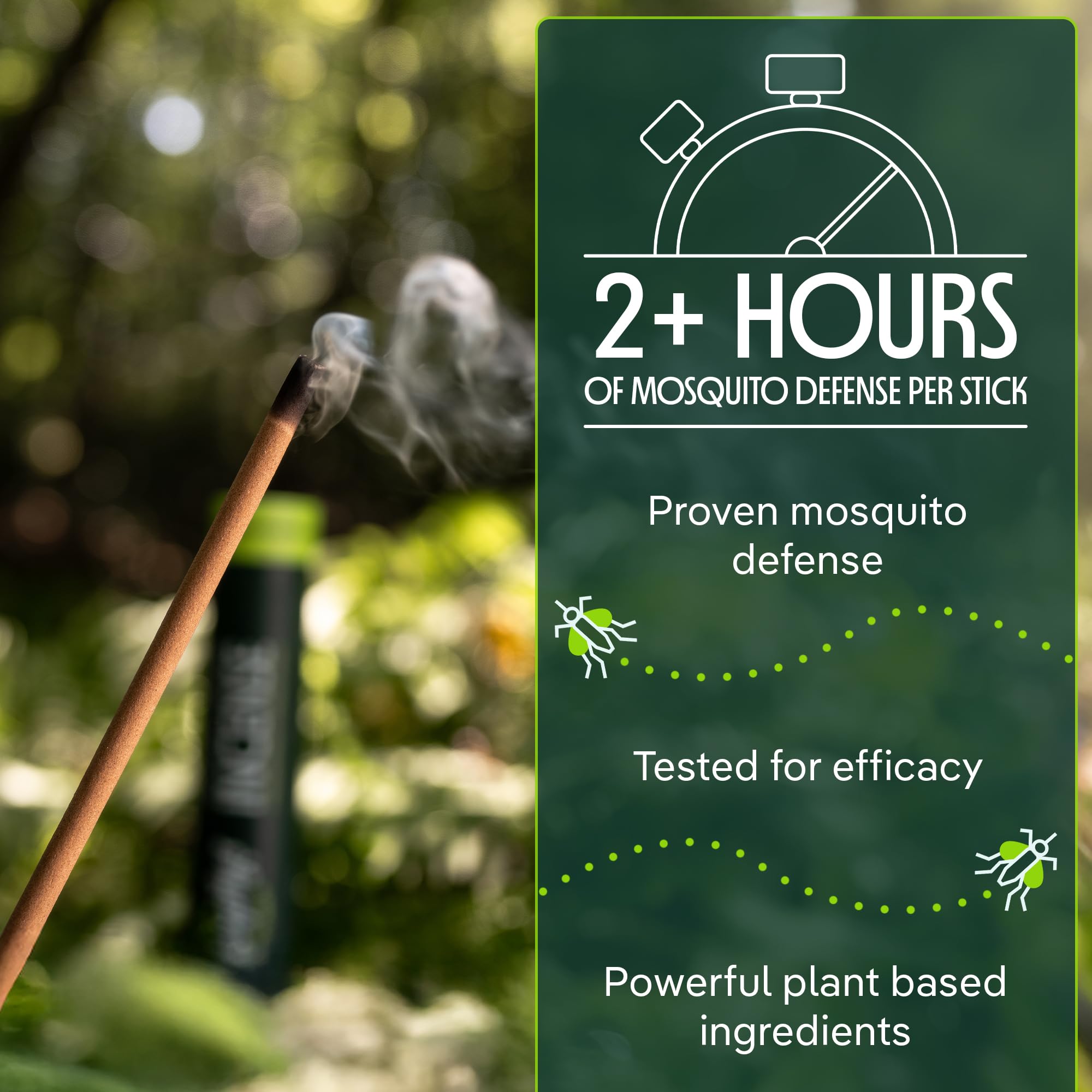Murphy's Naturals varilla encendida en jardín con difusión de aroma y control de mosquitos
