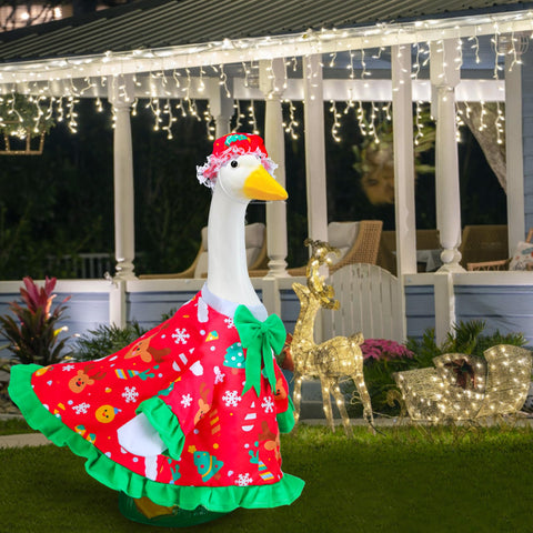 Muximud falda con motivos navideños que añade carácter al ganso de jardín