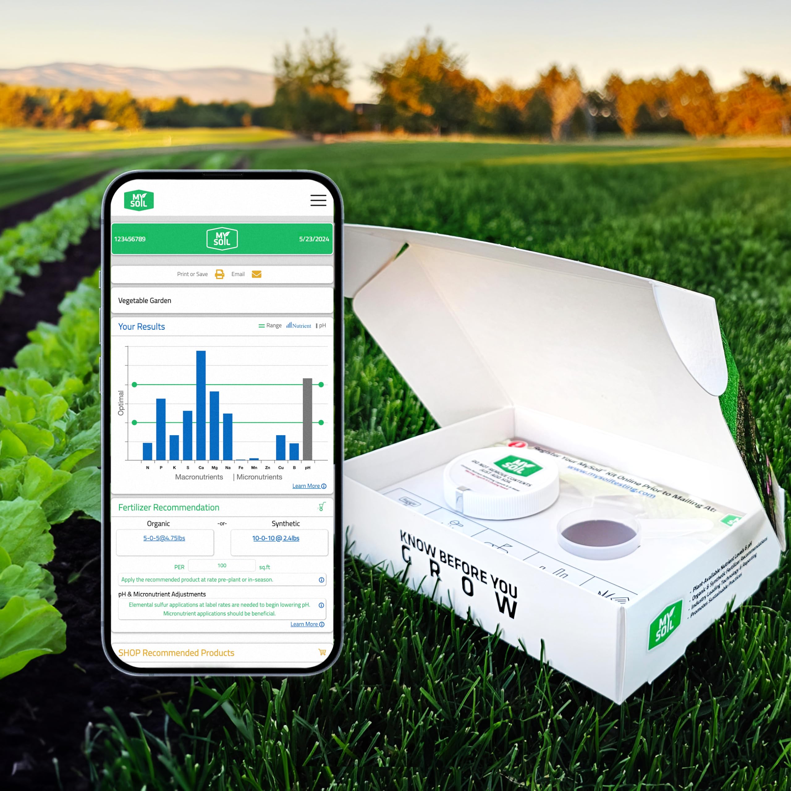 MySoil comparación de escala para guiar cantidad de muestra correcta