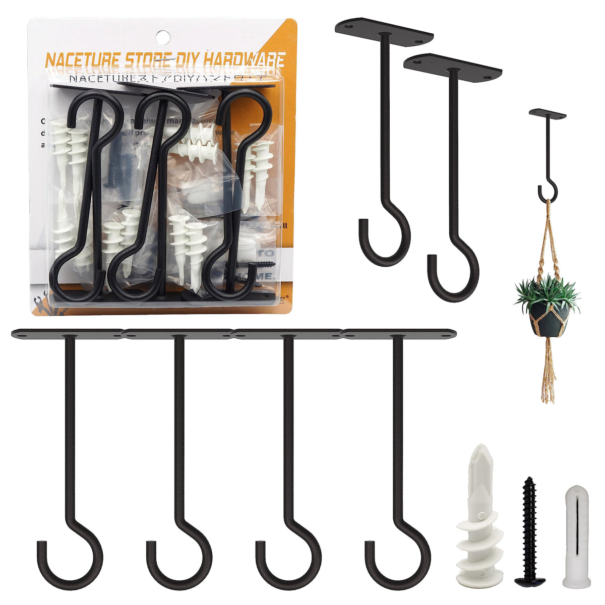 NACETURE empaque frontal con 6 ganchos resistentes ideal para macetas