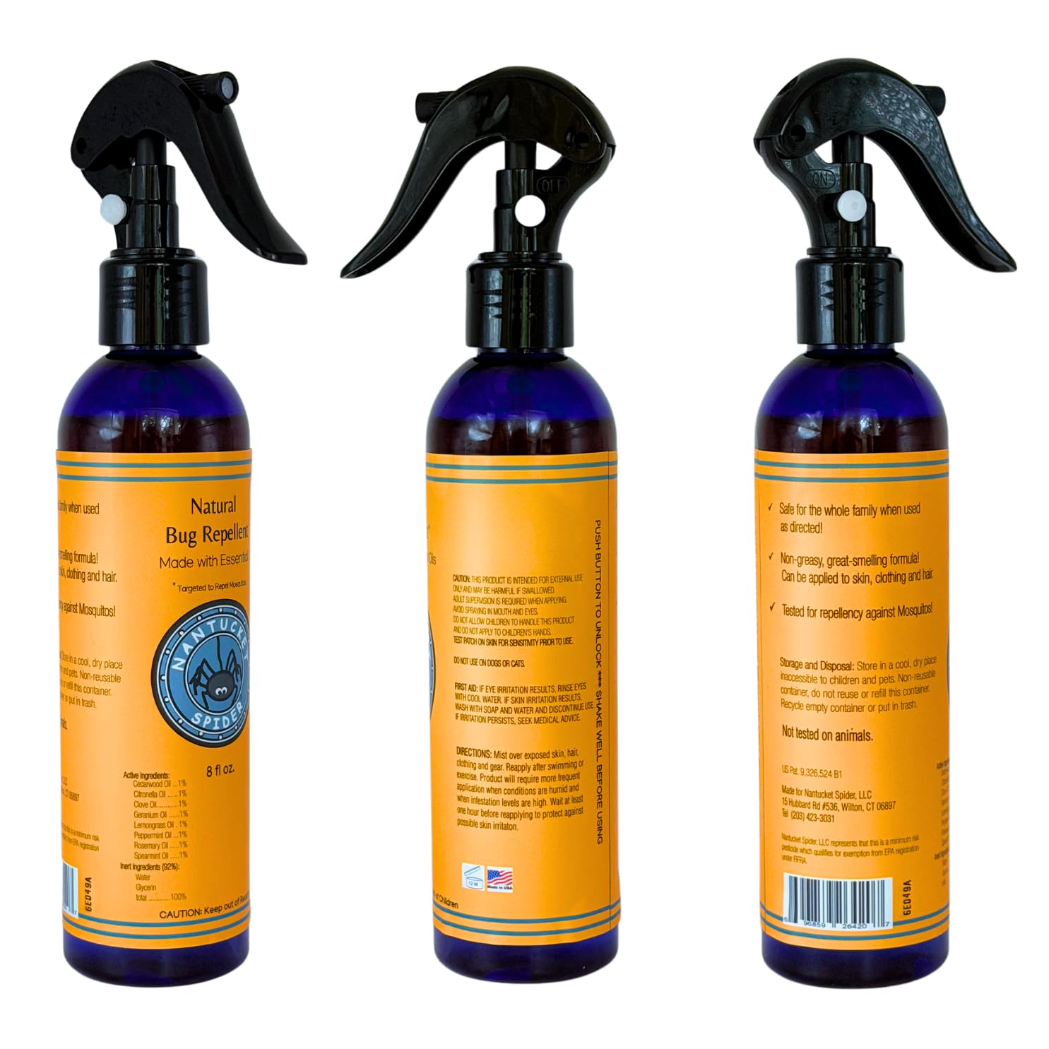 Nantucket Spider etiqueta con ingredientes principales y beneficios claros