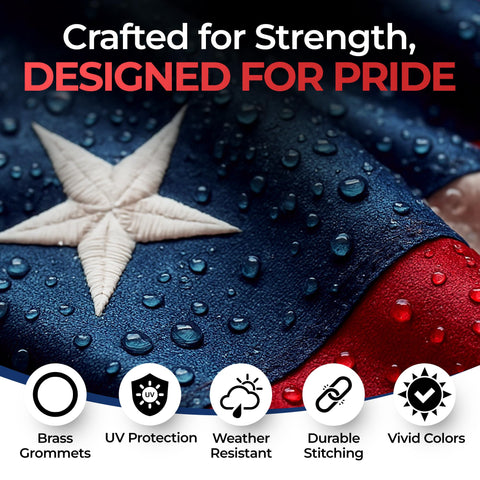 NatFlag detalle de estrellas bordadas con mayor definición y durabilidad