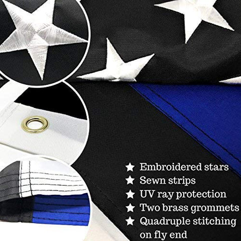 NatFlag primer plano de estrellas bordadas con acabado duradero