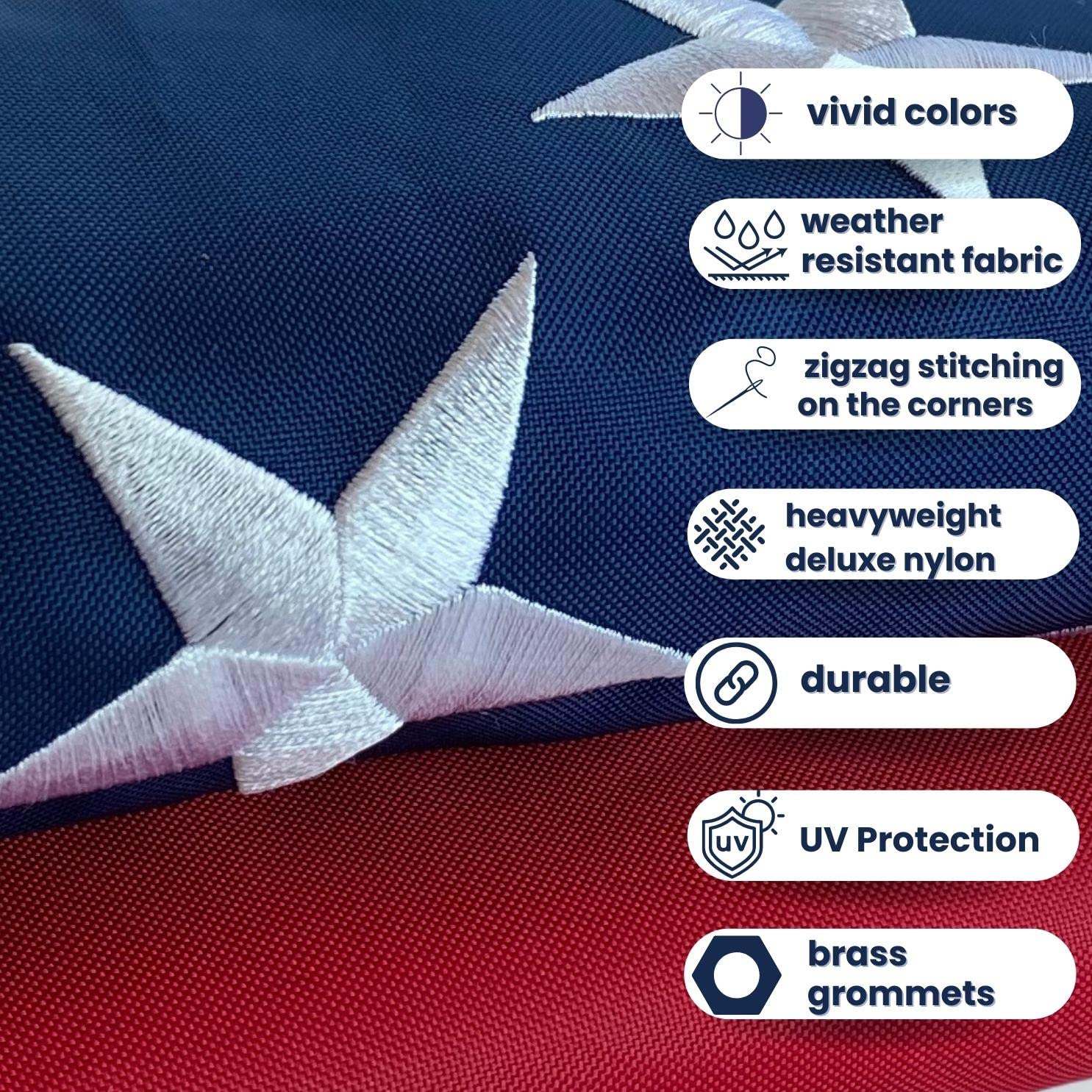 NatFlag textura de poliéster pesado que ofrece durabilidad al exterior