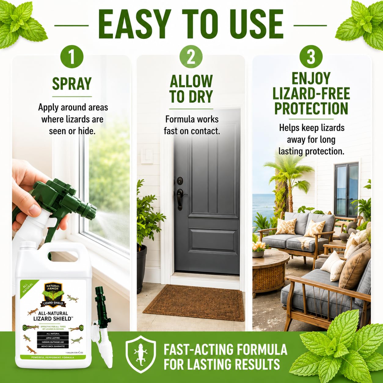 Natural Armor etiqueta con instrucciones y beneficios claros para el usuario