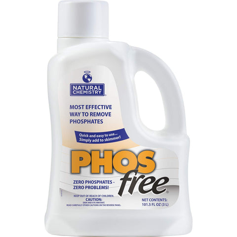 Natural Chemistry Phosfree envase frontal mostrando etiqueta y uso fácil para agua clara