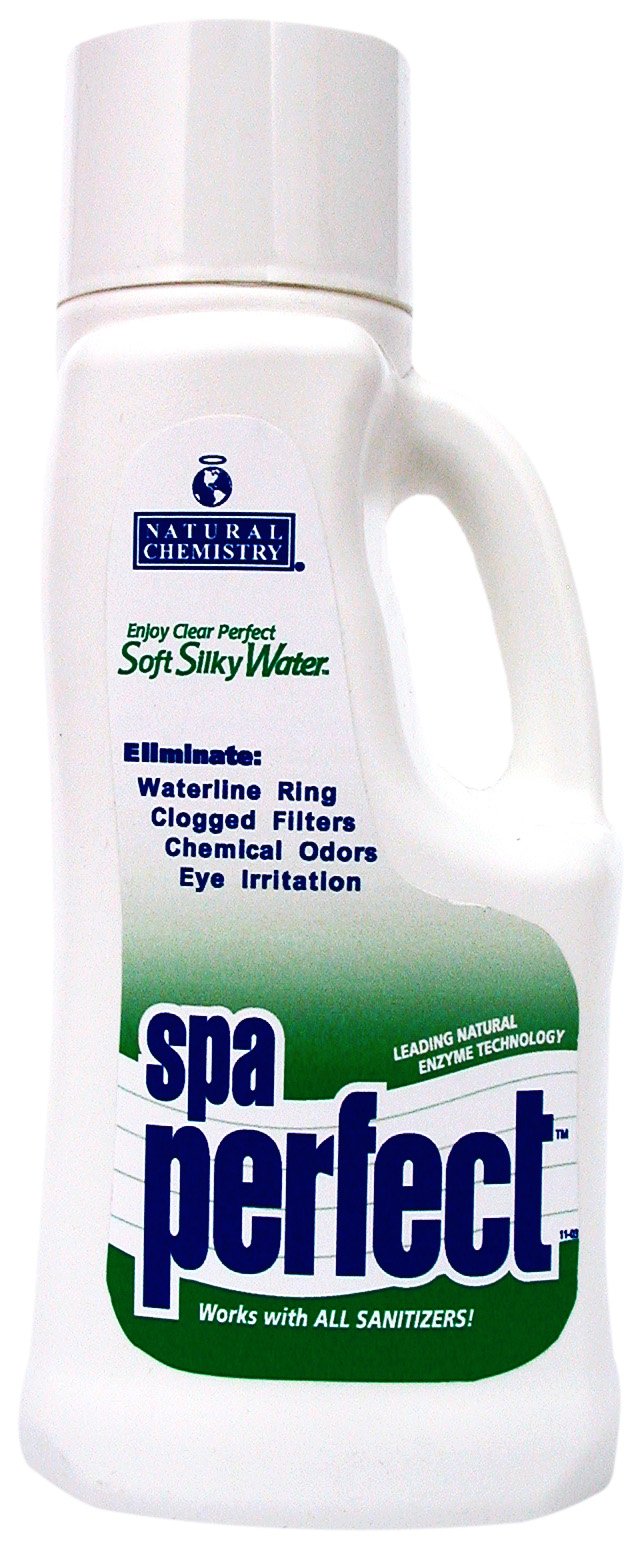 Natural Chemistry Spa Perfect envase frontal que muestra uso sencillo y agua más suave