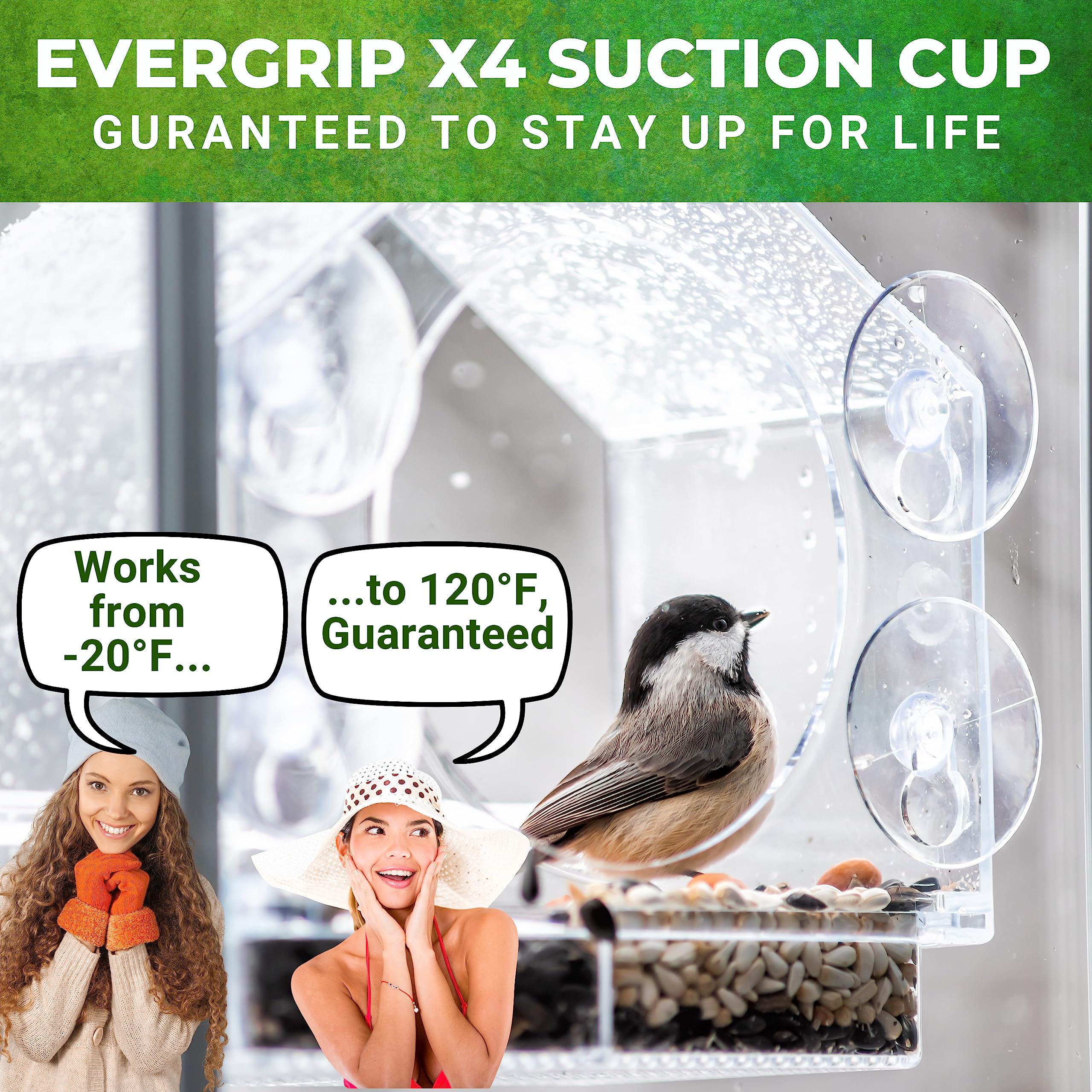 Nature Anywhere comedero en ventana de cocina facilitando avistamiento