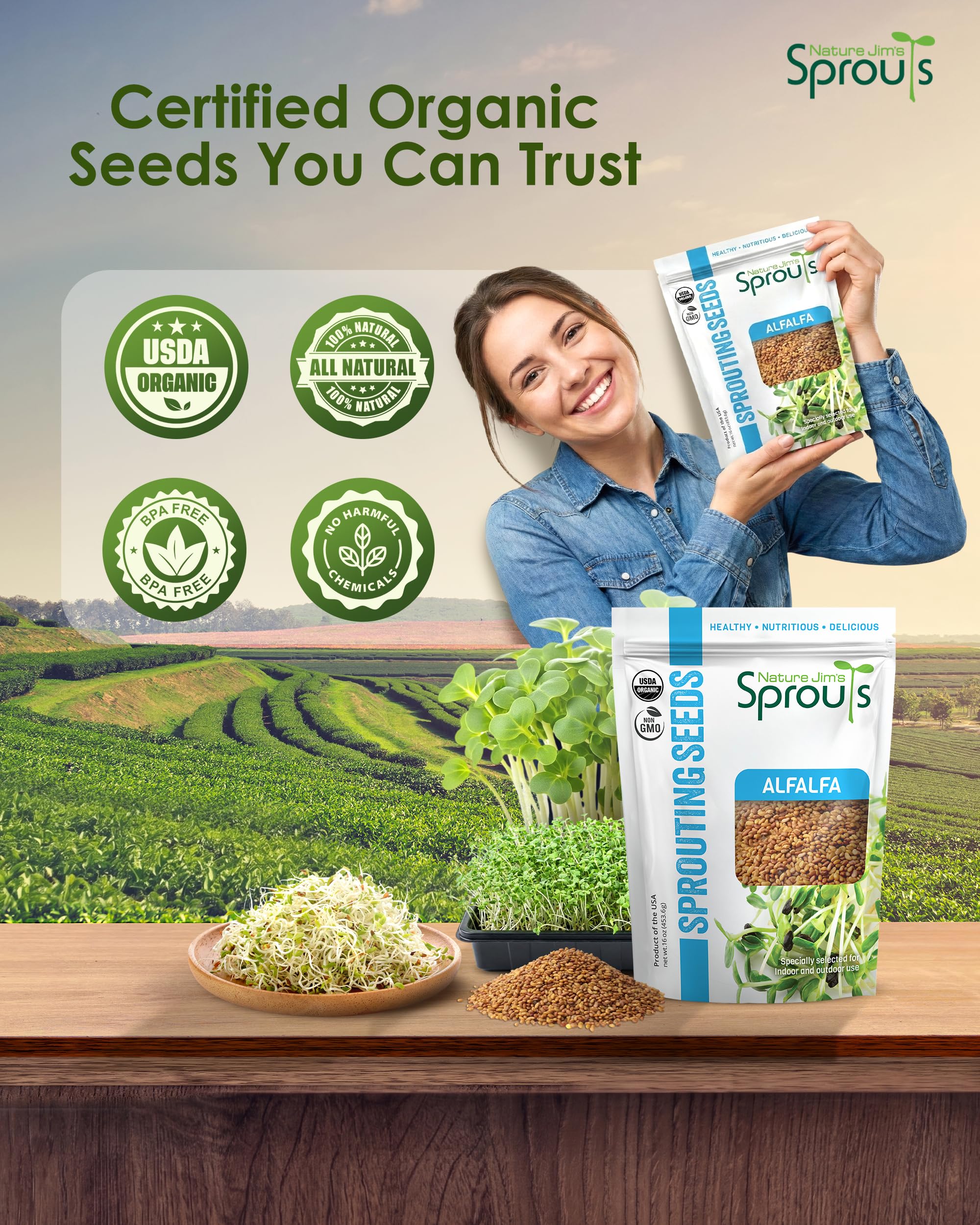 Nature Jim's Sprouts brotes en ensalada, mejora la textura y presentación