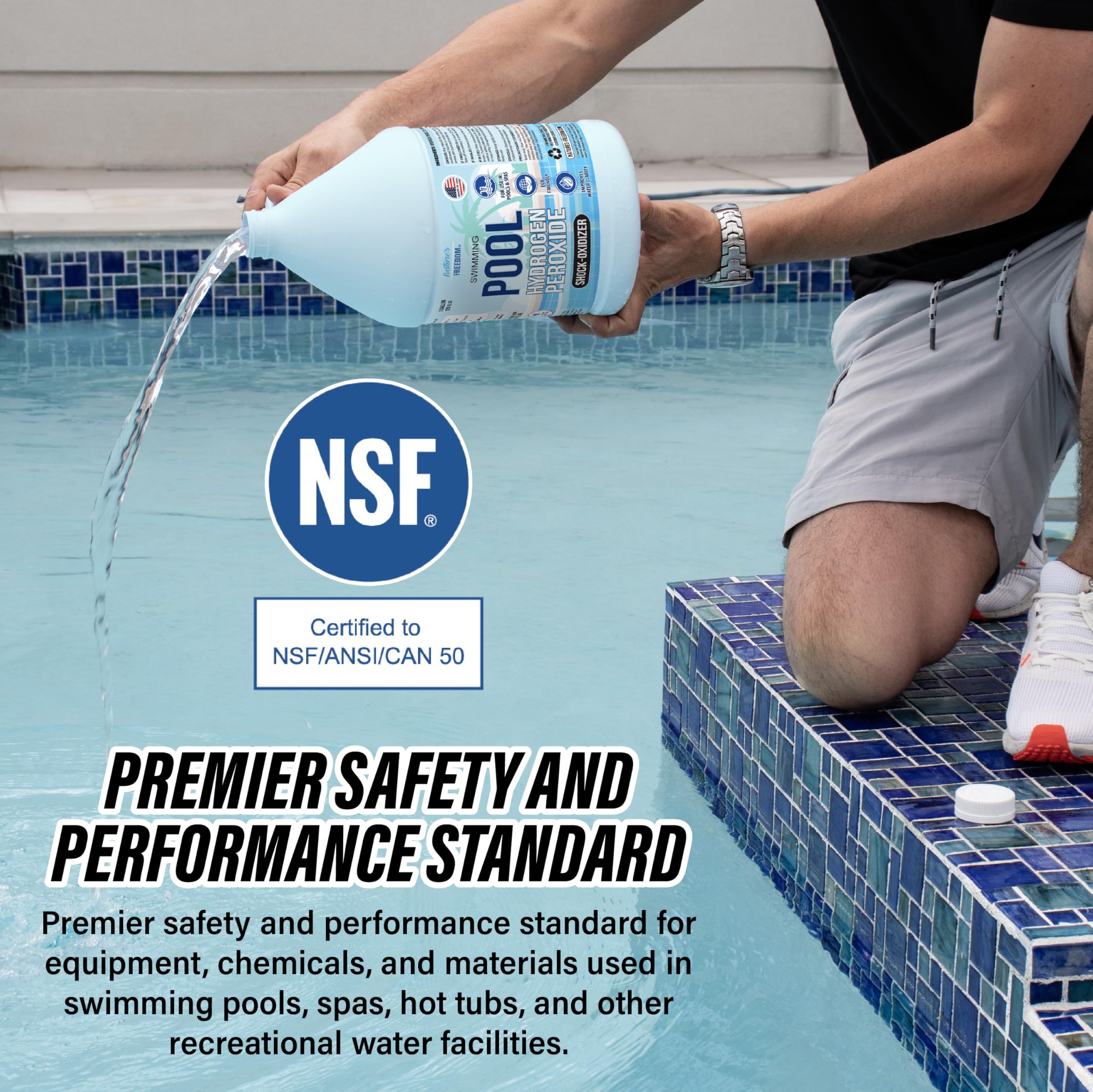 Nature's Freedom etiqueta con certificación NSF para confianza y cumplimiento
