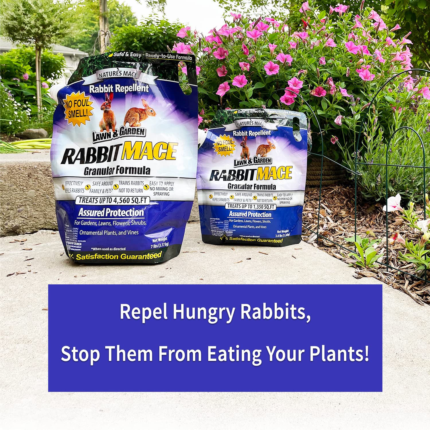 Nature's MACE granulares creando borde alrededor de plantas sensibles