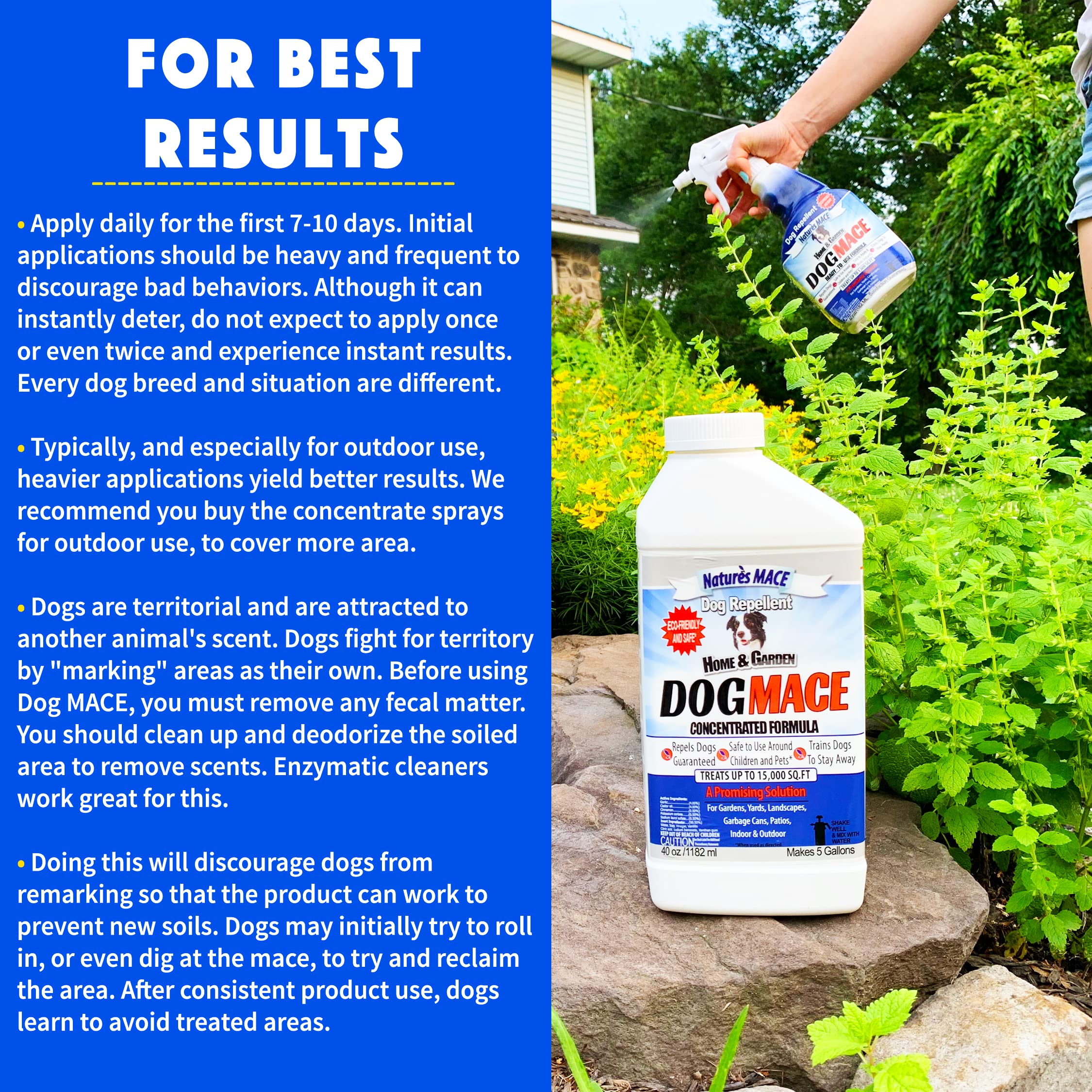 Nature's MACE botella junto a mano para mostrar tamaño real