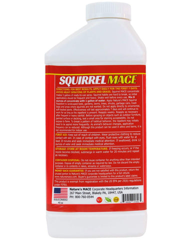 Nature's MACE etiqueta en primer plano con instrucciones legibles para uso seguro