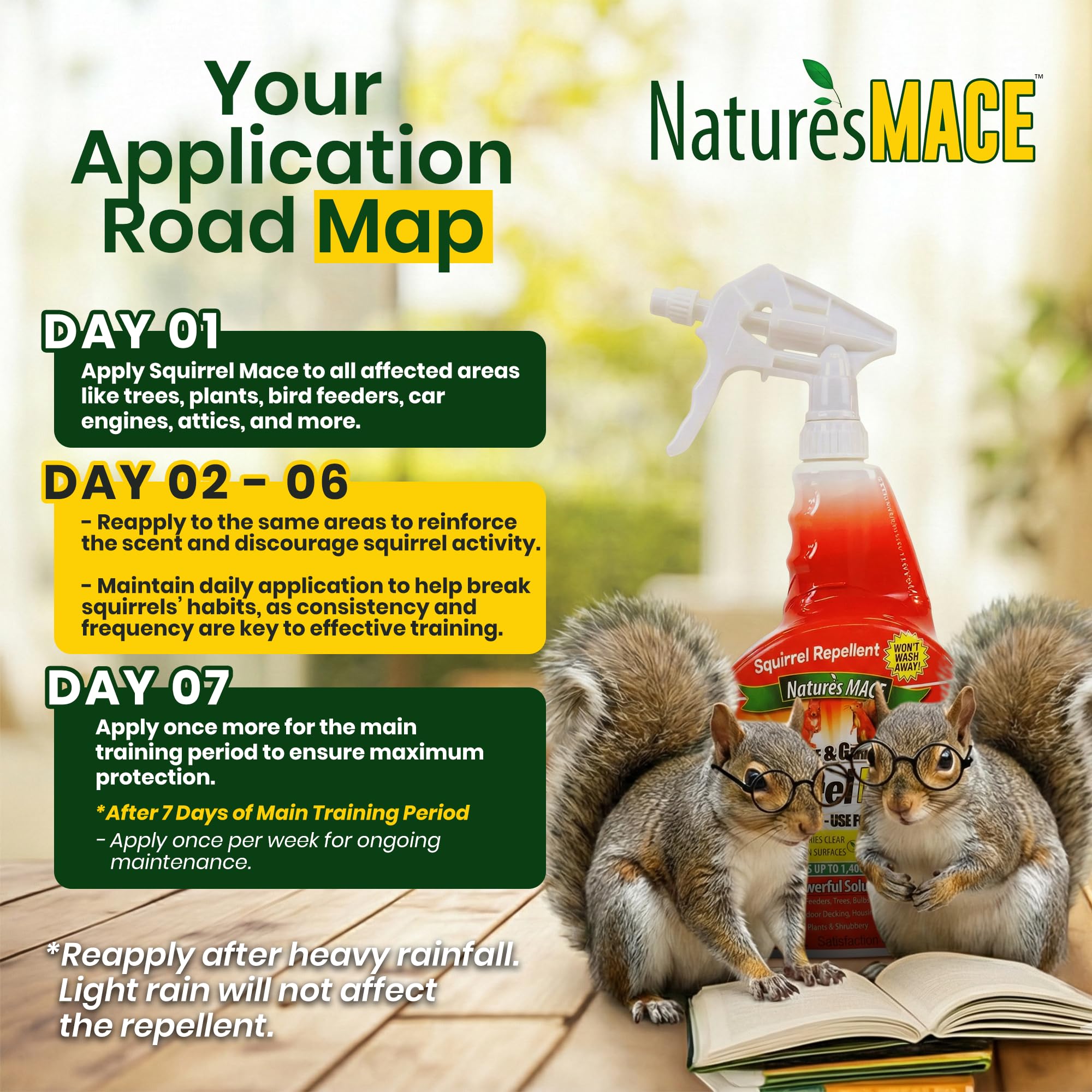 Nature's MACE etiqueta con instrucciones y advertencias, facilita uso seguro