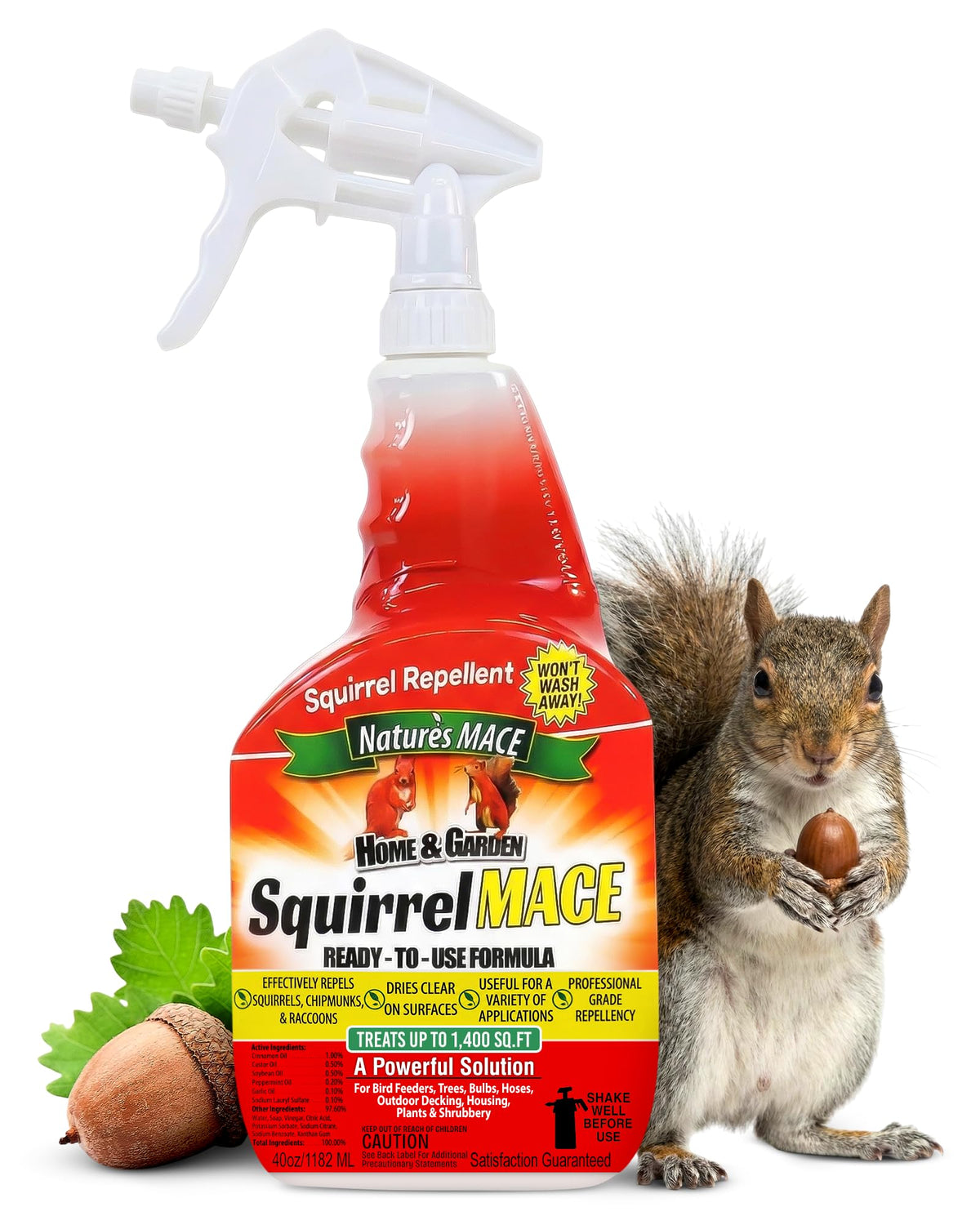 Nature's MACE bote frontal 40 oz mostrando diseño y boquilla, protección práctica