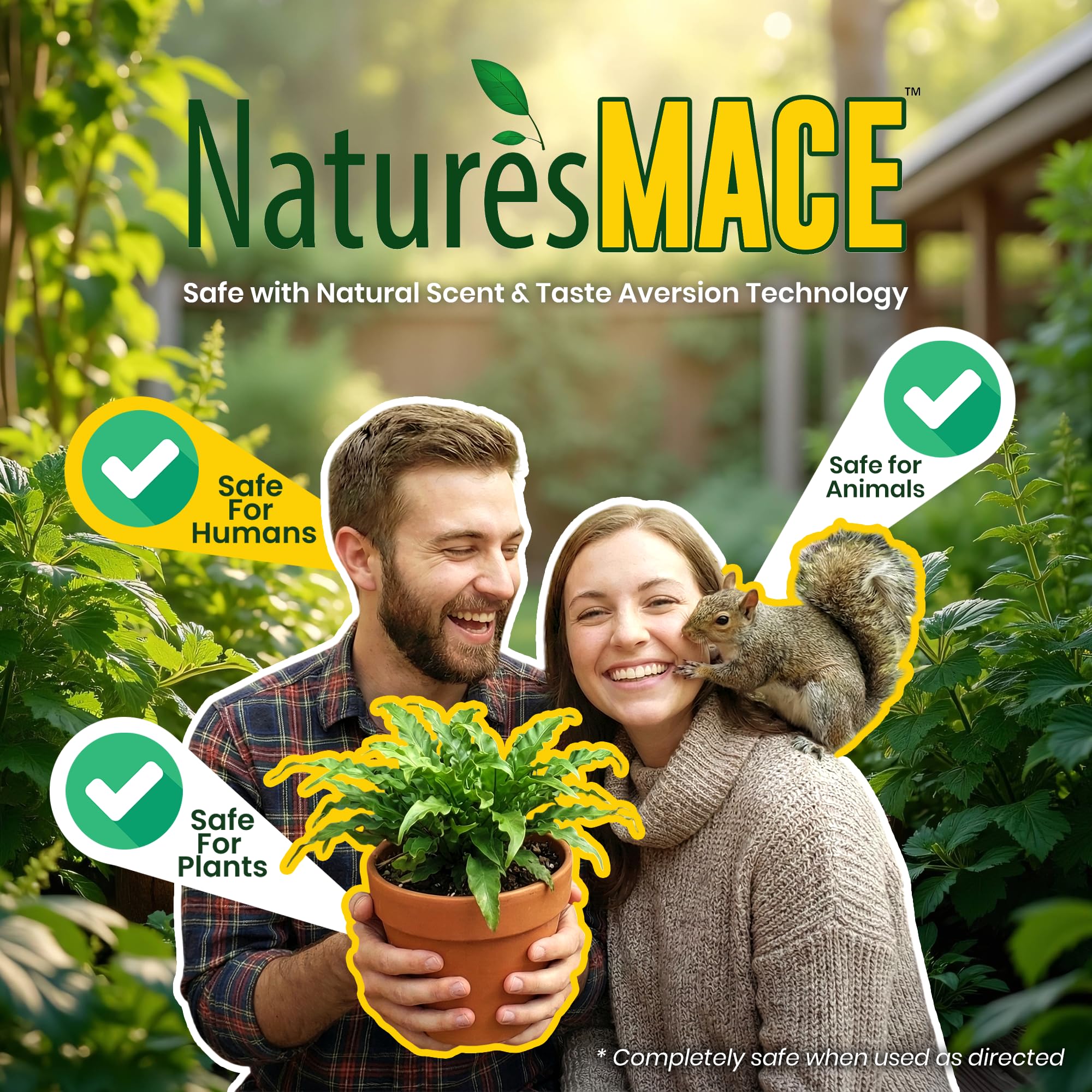 Nature's MACE botella junto a regla para comparar tamaño, claro volumen útil