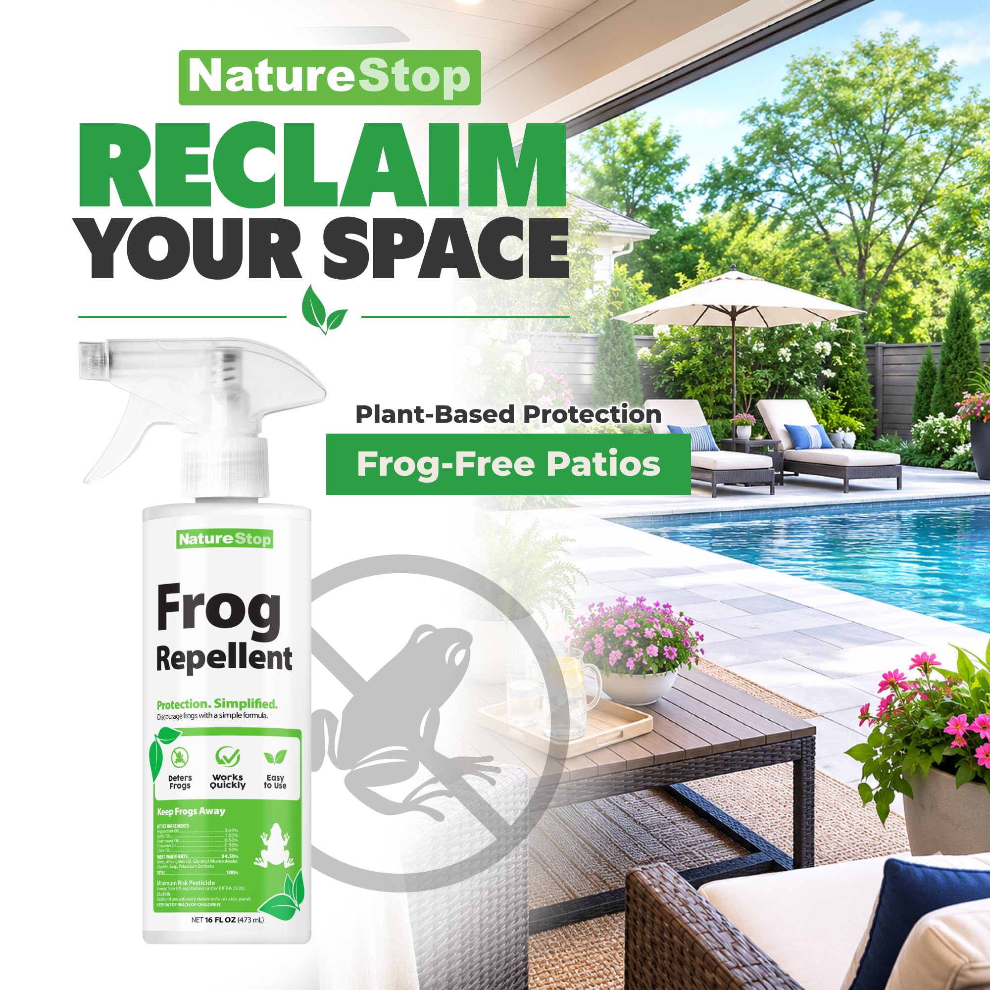 NatureStop detalle del rociador listo para aplicación rápida