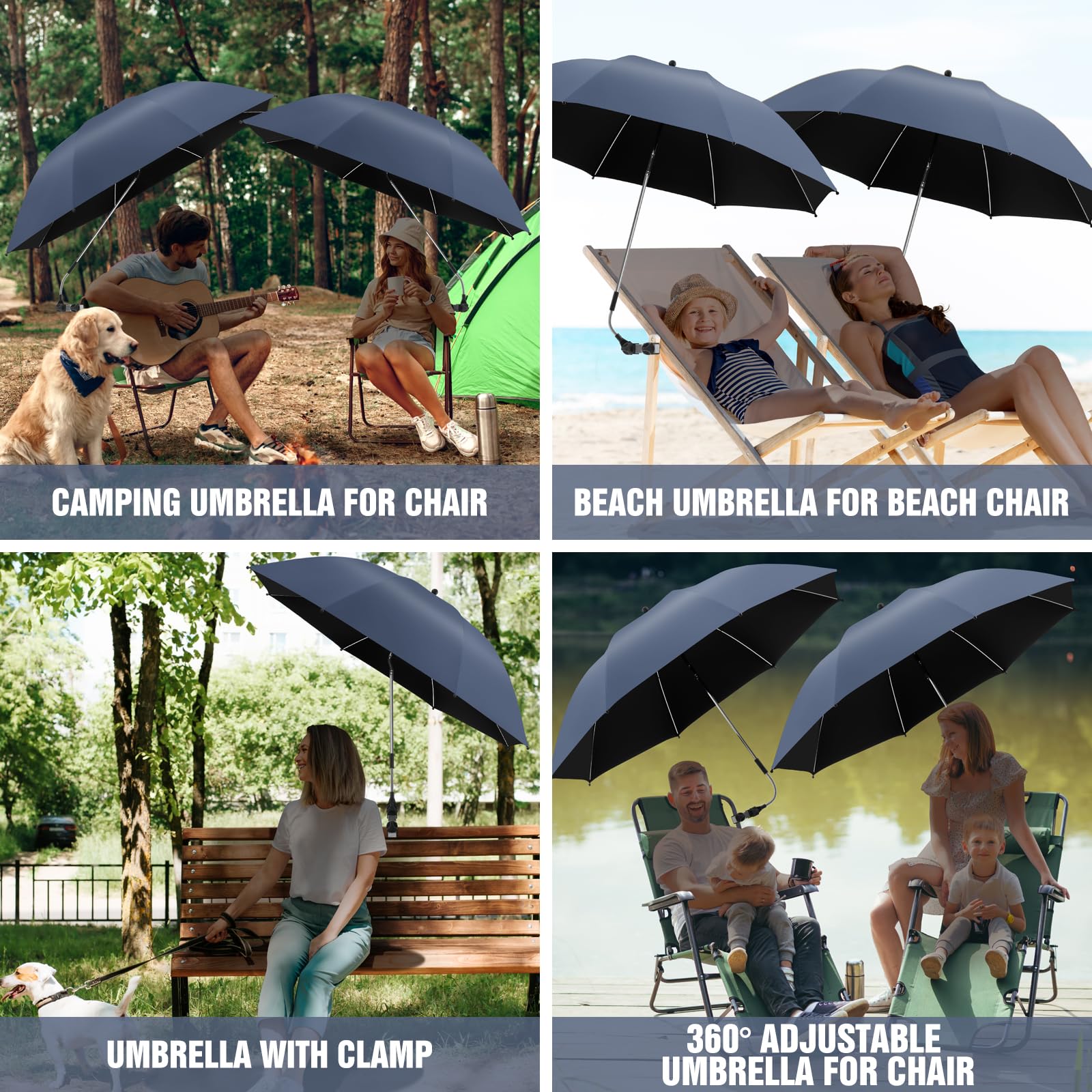 NBtoUS comparación de tamaño frente a una silla plegable que muestra el diámetro de cobertura