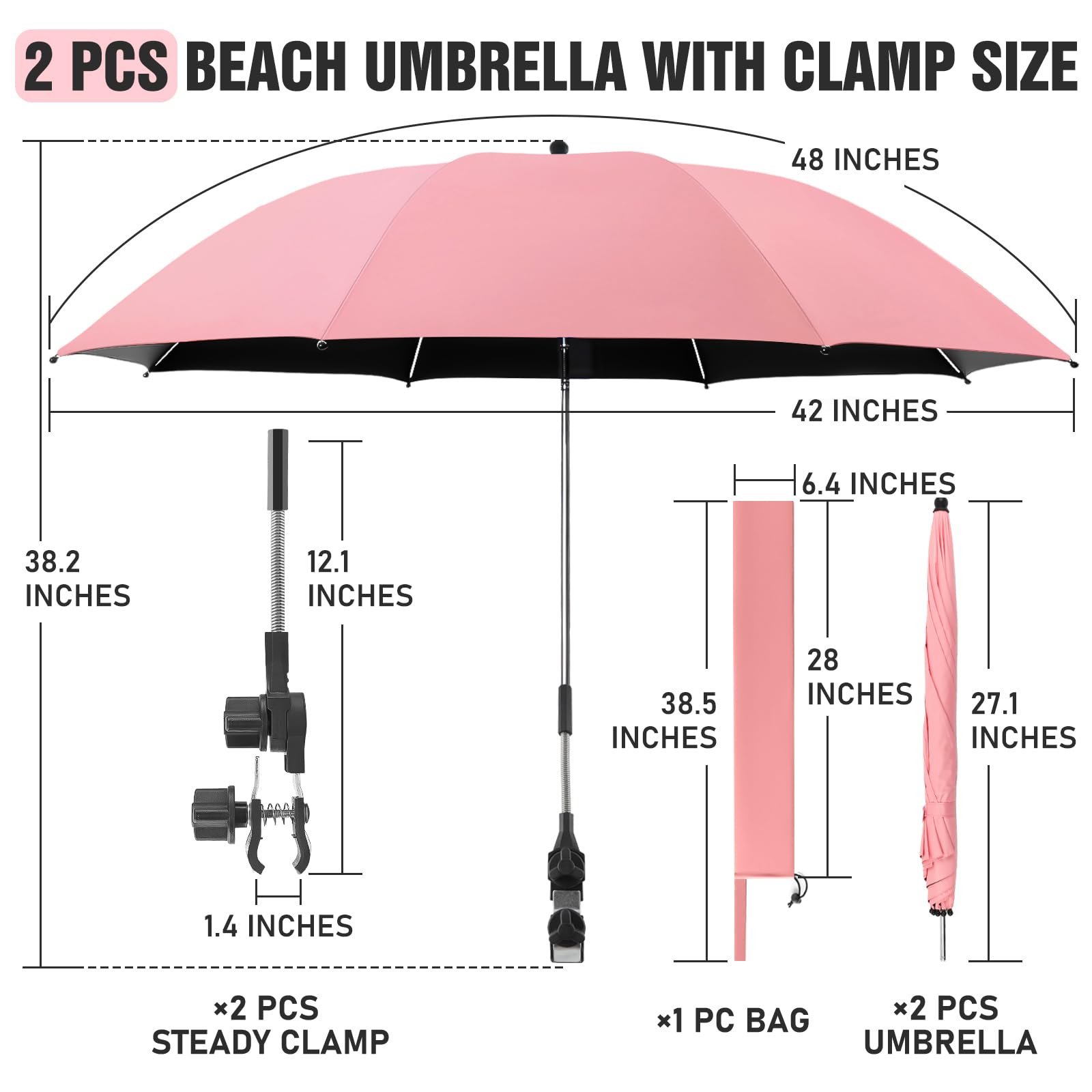 NBtoUS sombrilla sujeta a una silla de playa, sombra ajustable y fácil montaje