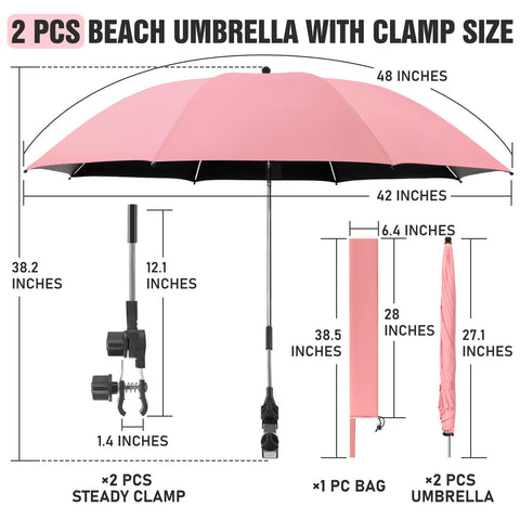 NBtoUS sombrilla sujeta a una silla de playa, sombra ajustable y fácil montaje