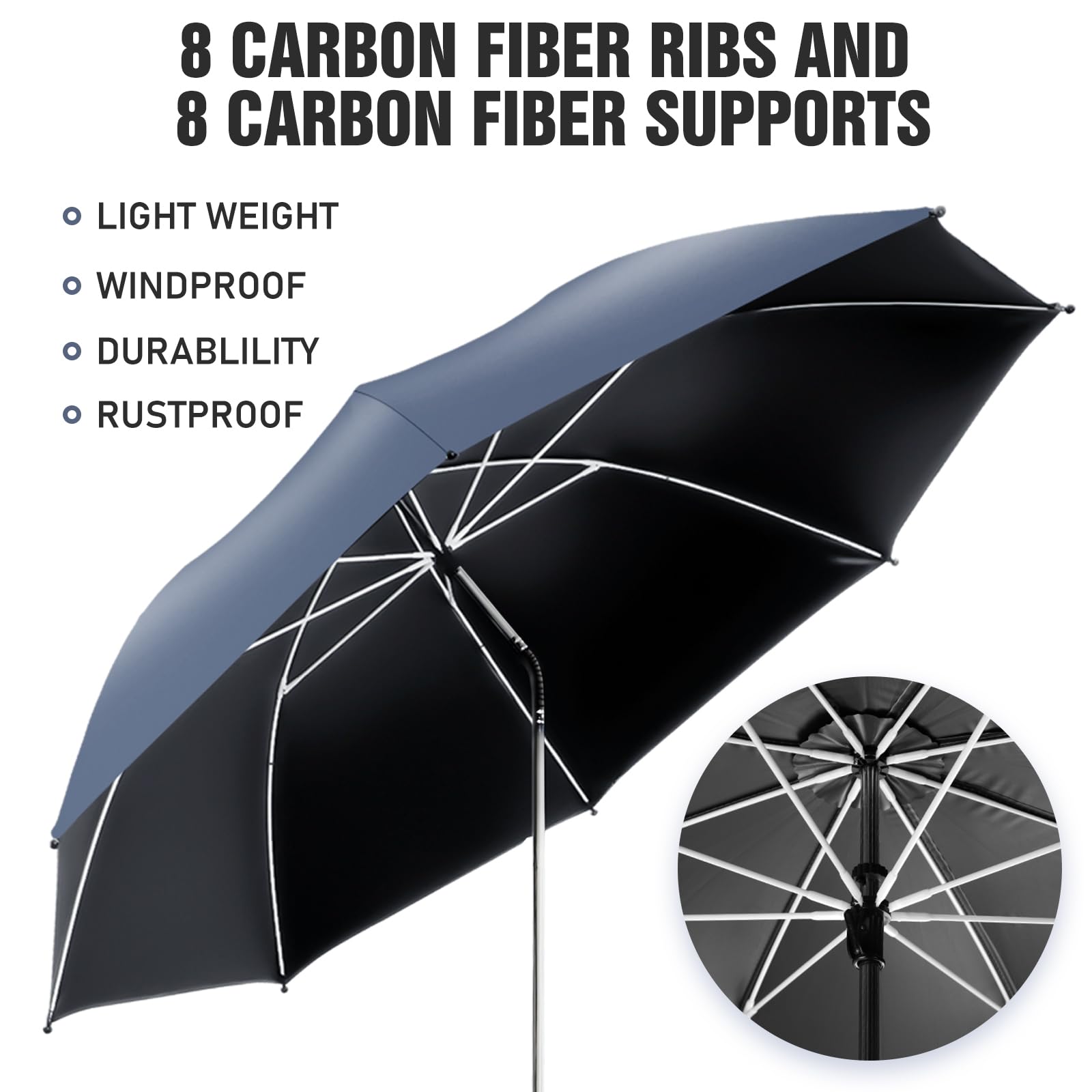 NBtoUS detalle de las varillas de fibra de carbono, ligereza y resistencia al viento