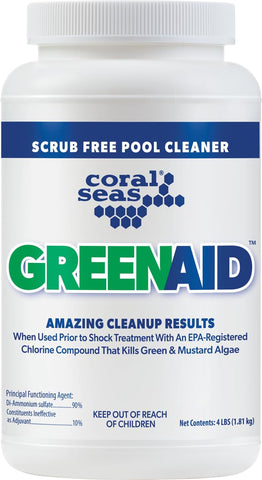 NC Brands bote frontal Coral Seas Green to Clean mostrando etiqueta y uso claro