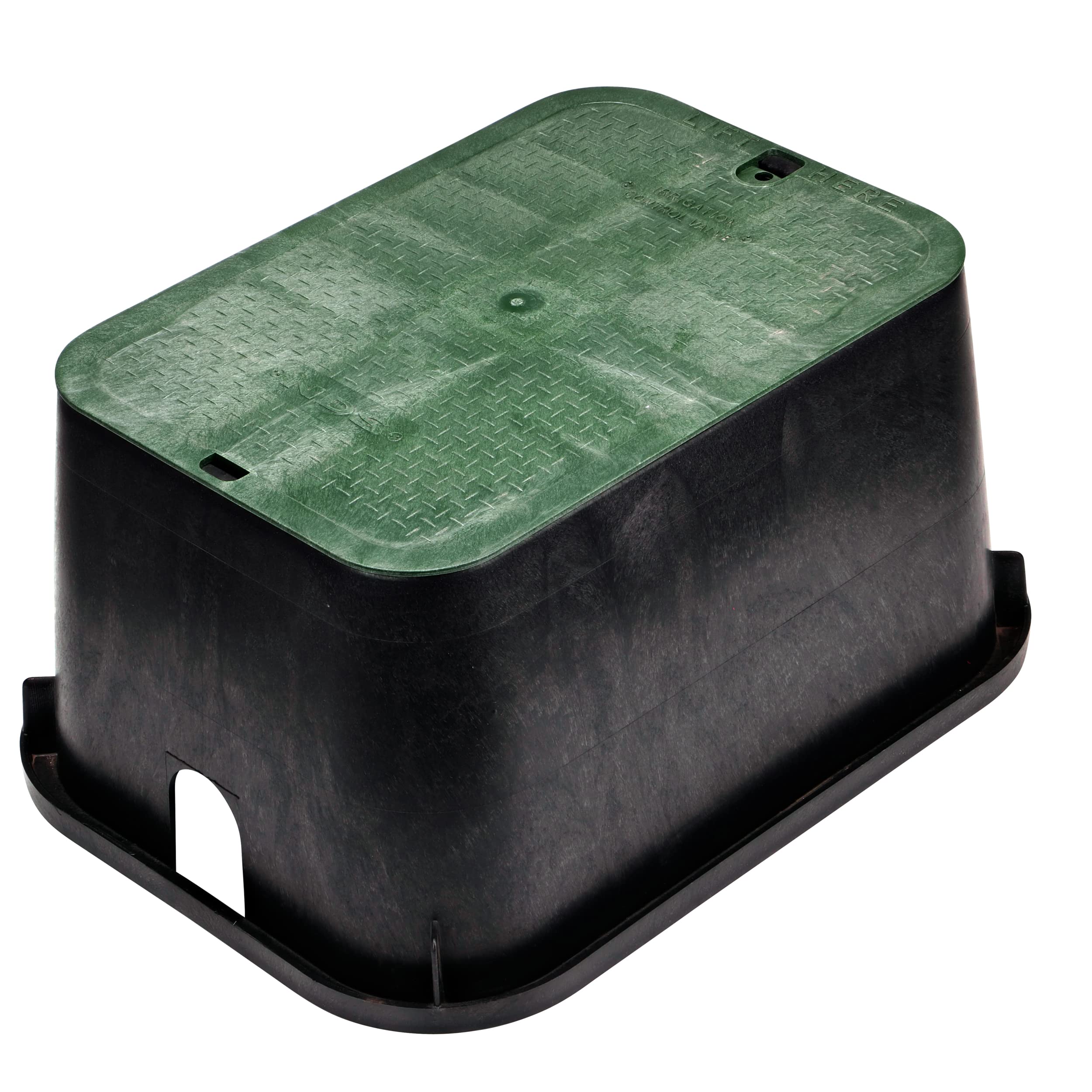 NDS caja rectangular frontal mostrando cuerpo negro y tapa verde, protección visible