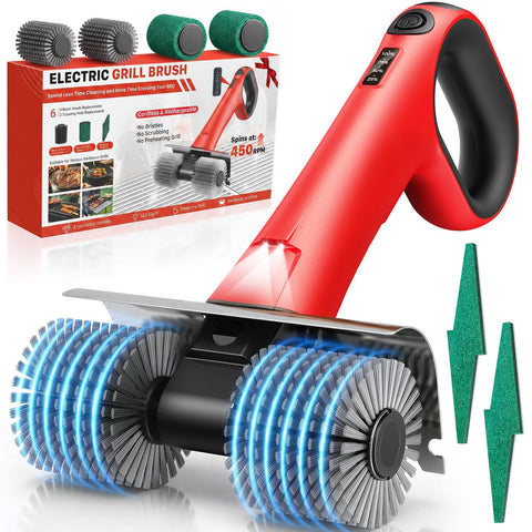 NeatLt frente del producto mostrando el cepillo eléctrico y beneficios de limpieza rápida