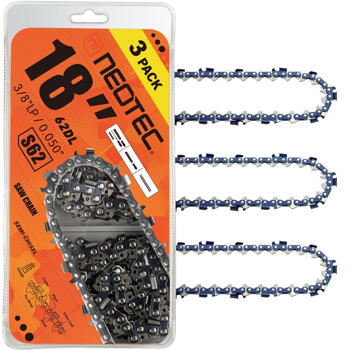 NEO-TEC empaque frontal con tres cadenas listo para reemplazo rápido