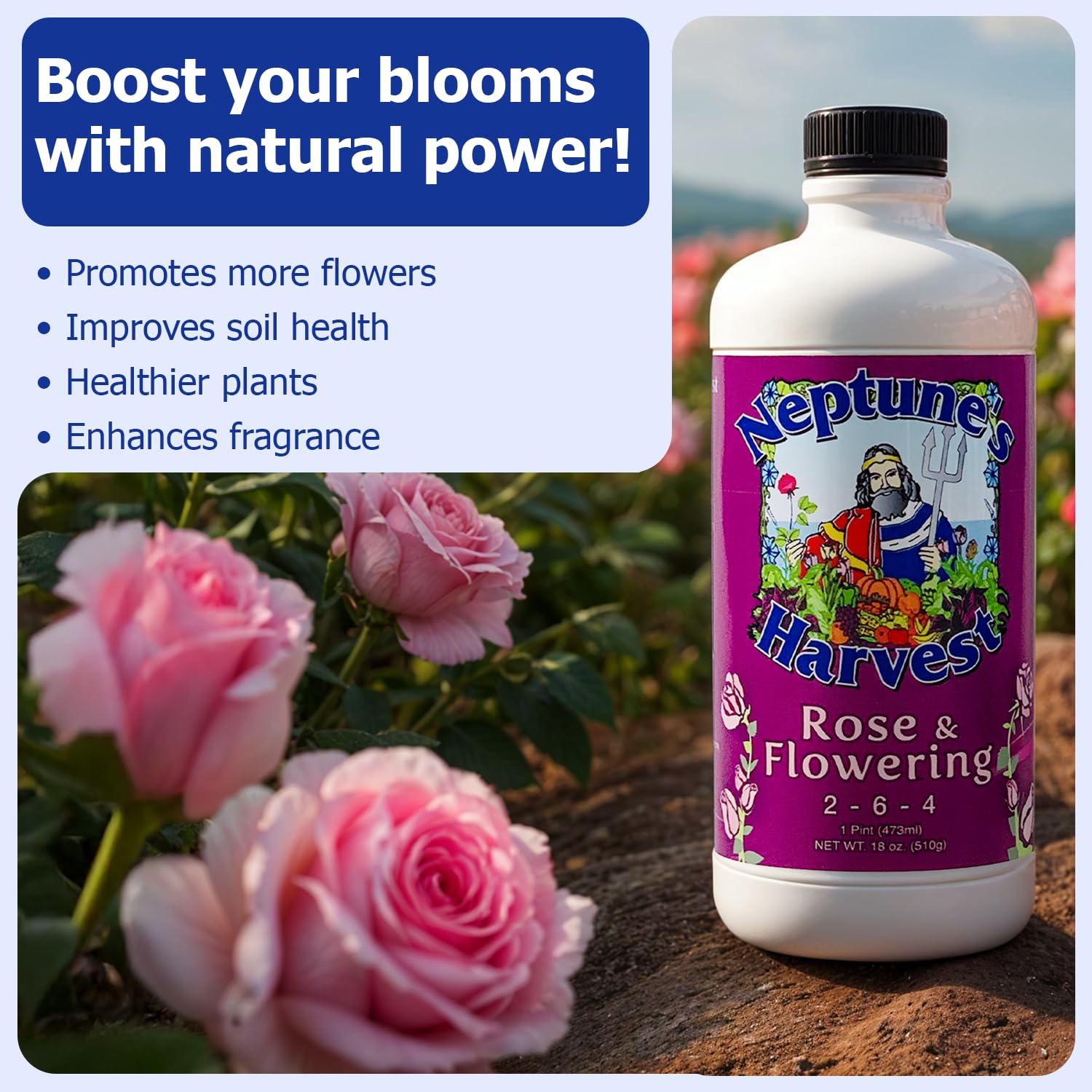 Neptune's Harvest etiqueta con ingredientes naturales para confianza orgánica