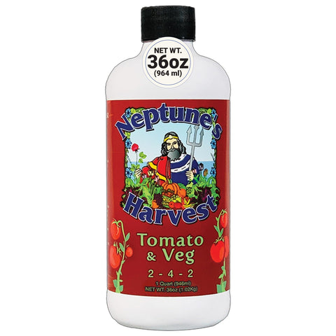 Neptune's Harvest envase frontal mostrando diseño y etiqueta, beneficio aplicación fácil