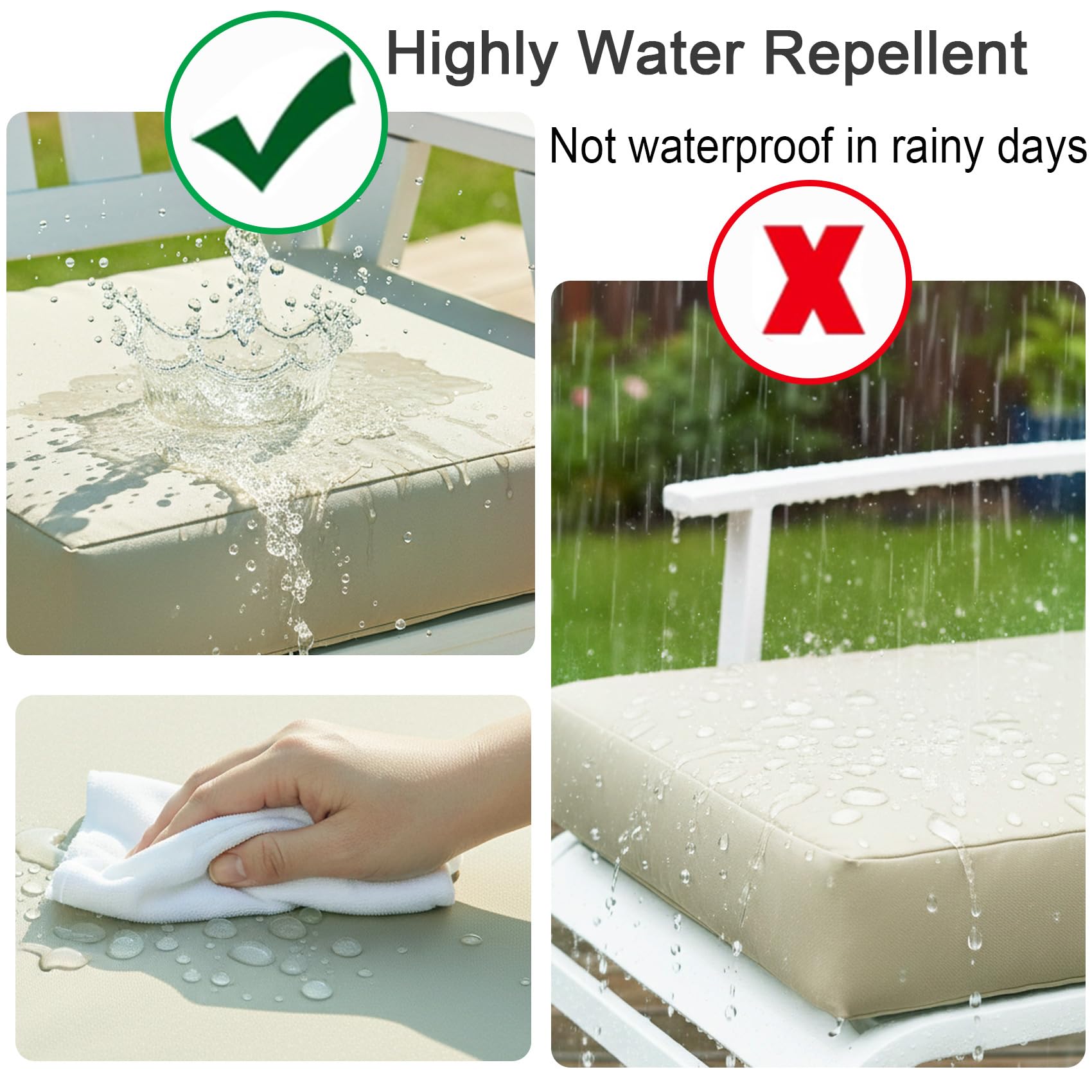 NettyPro funda colocada en cojín sobre terraza, aspecto renovado y limpio
