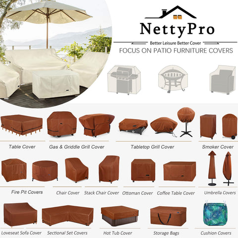 NettyPro en patio junto a mesa, aspecto elegante y protección exterior