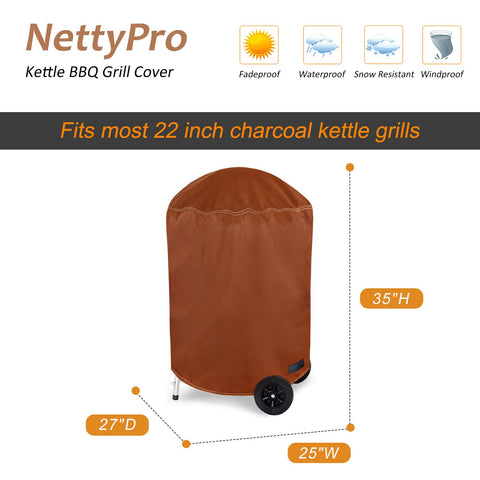 NettyPro comparación de tamaño mostrando ajuste para kettle 22 pulgadas