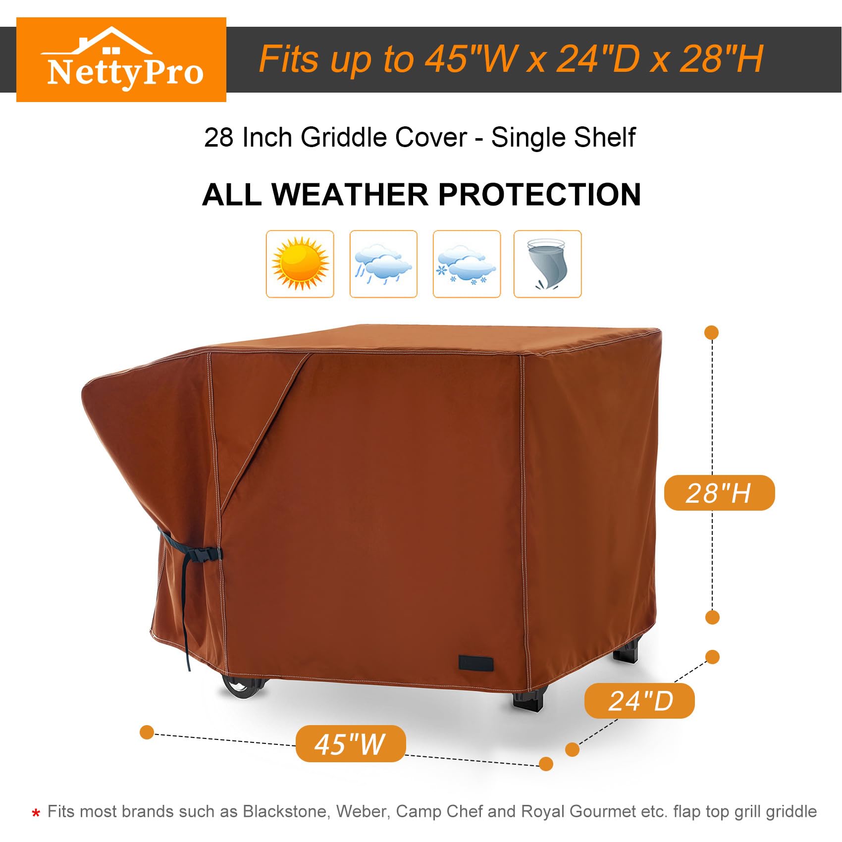 NettyPro funda puesta en griddle exterior protege durante lluvia