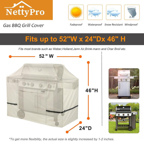 NettyPro funda colocada en parrilla al aire libre, protección contra lluvia