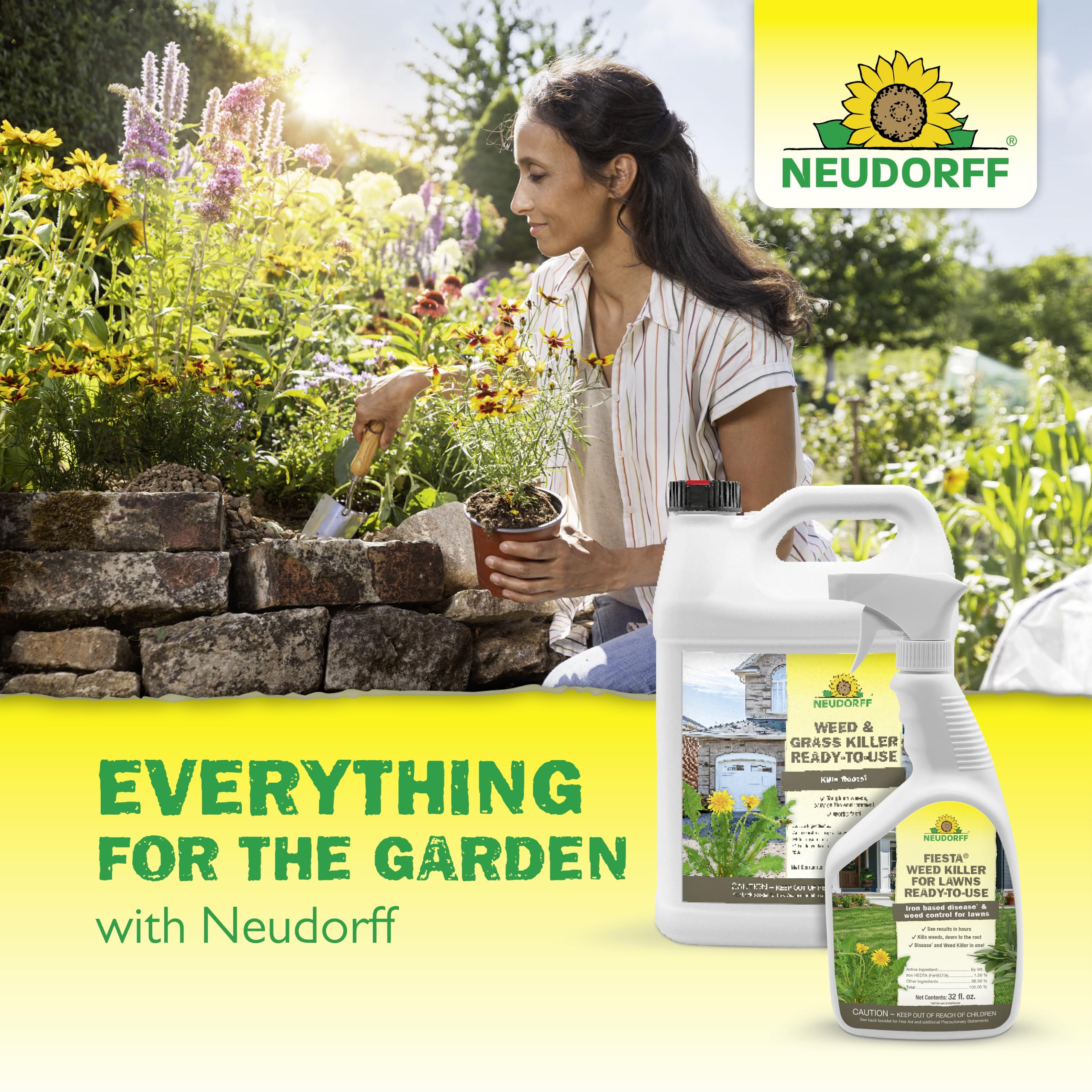 Neudorff en jardín estilizado mostrando resultado estético