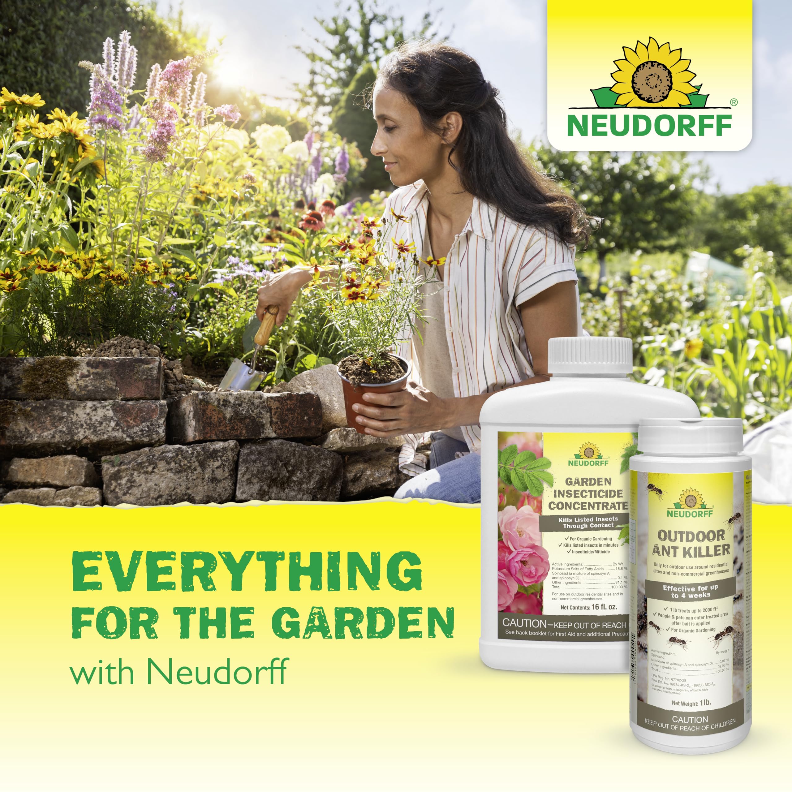 Neudorff usado en huerto casero mostrando plantas sanas tras aplicación