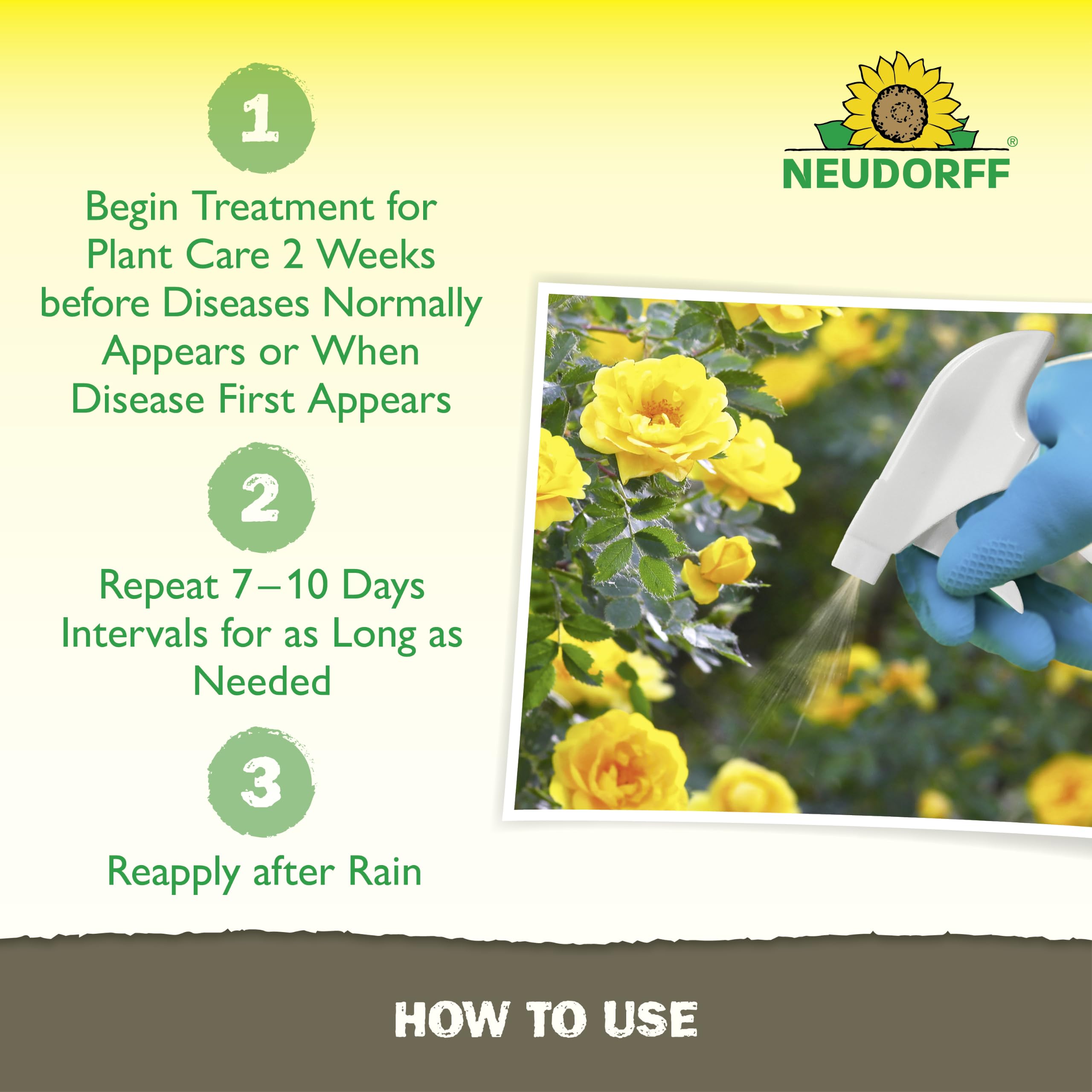 Neudorff etiqueta con instrucciones claras y seguridad para jardineros