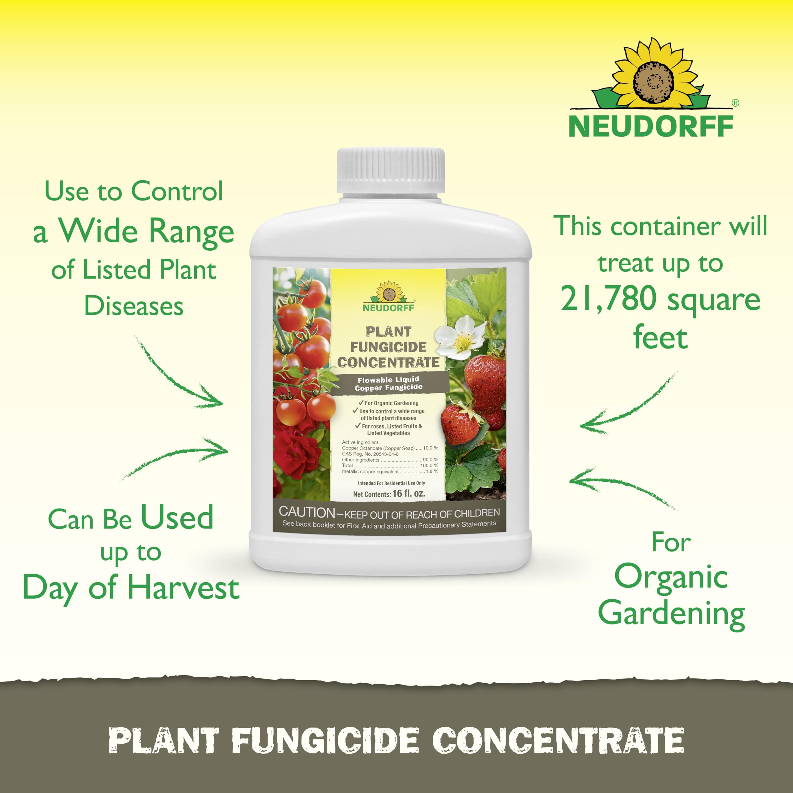 Neudorff etiqueta con ingredientes y beneficios para cultivo orgánico