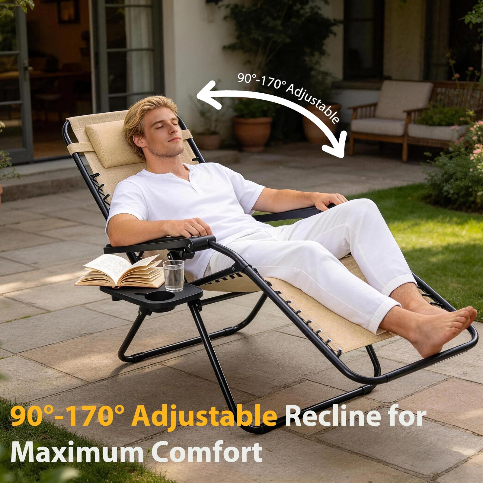 NEWBULIG silla reclinada 160 grados, posición casi horizontal relajante