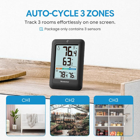Newentor sensor montado en garaje para control de humedad y condiciones seguras