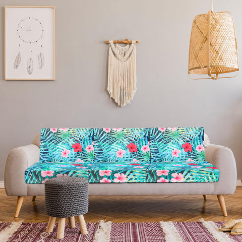 Newwiee terraza decorada con fundas hojas tropicales que aporta frescura