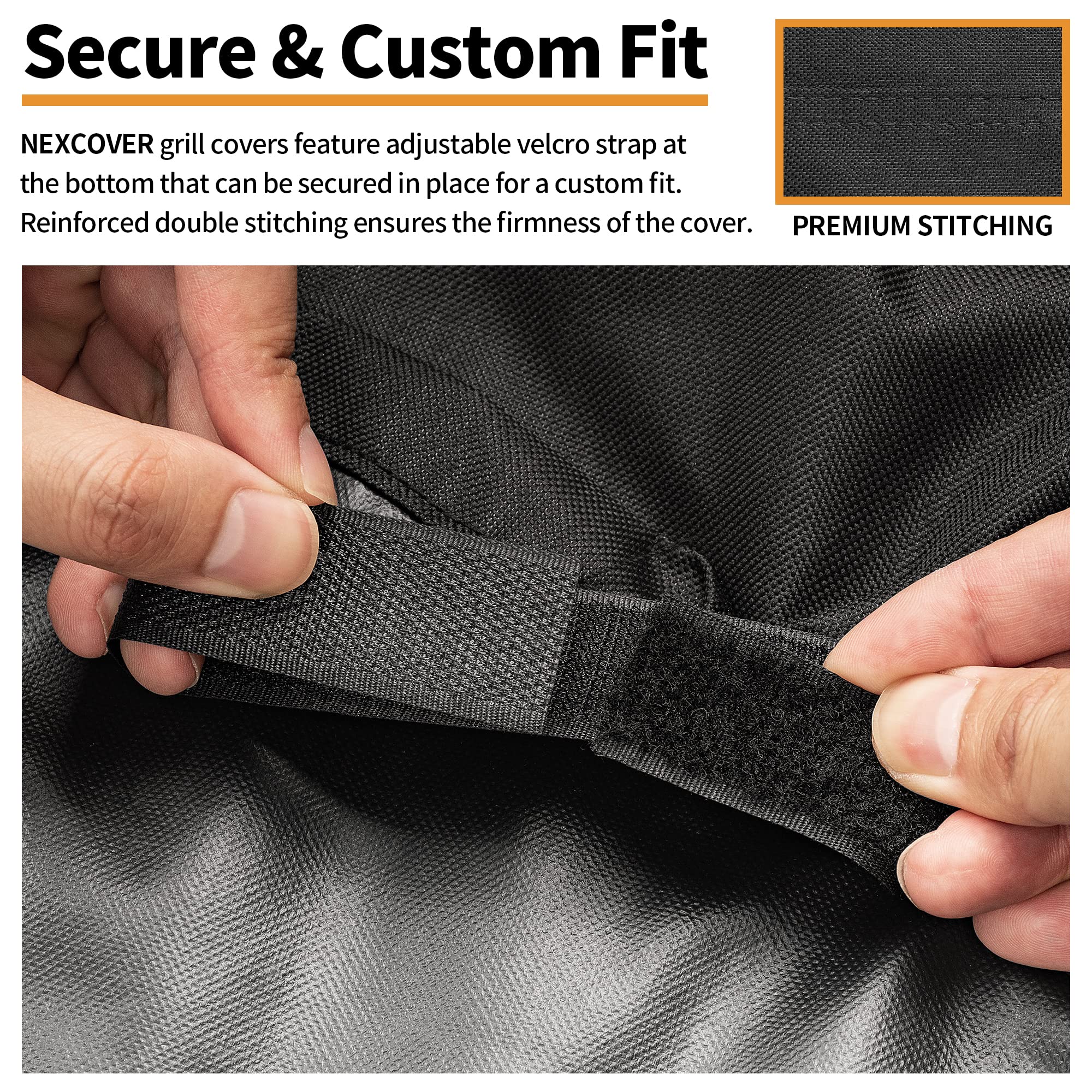 NEXCOVER detalle del velcro inferior ajustable, evita que la funda se vuele