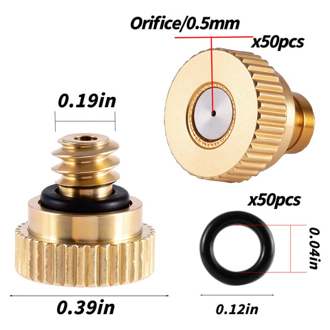 NFAMRZCAR primer plano del orificio 0.02" mostrando pulverización fina y precisión