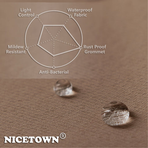 NICETOWN cortina instalada en terraza protegiendo del sol y lluvia