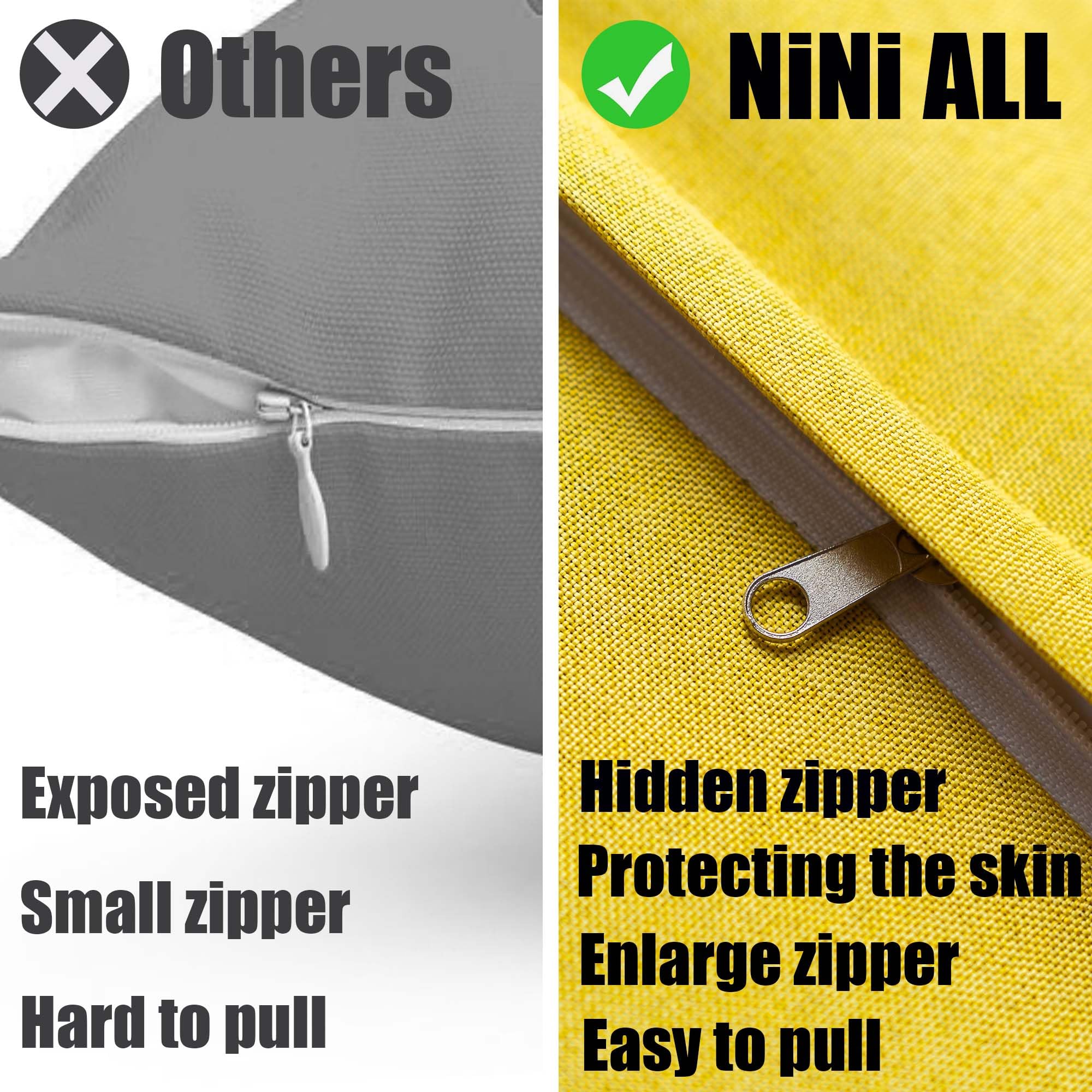 NiNi ALL fundas colocadas en sofá exterior para ambiente acogedor