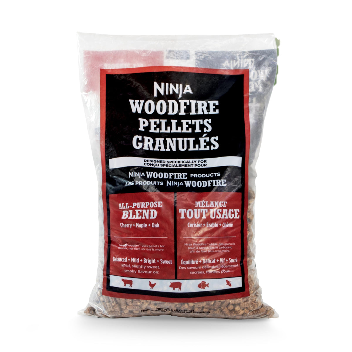 Ninja empaque frontal mostrando bolsa de 5 lb con mezcla All Purpose y facilidad de uso